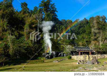 On-sen of Thailand,Fang Hot Spring at National Park in Chiang Mai,Thailand. 138069804