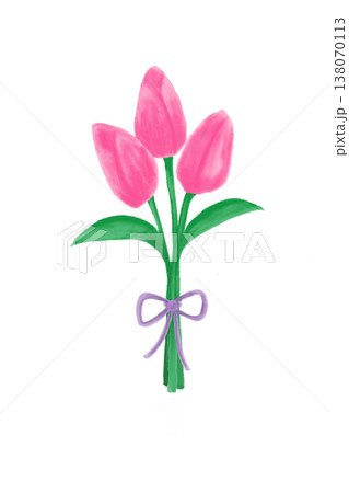 ピンクチューリップの花束 138070113