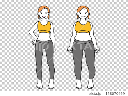ダイエット・痩せている女性・太っている女性 ビフォーアフター ダイエット・痩せている女性・太っている女性 ビフォーアフター 138070469