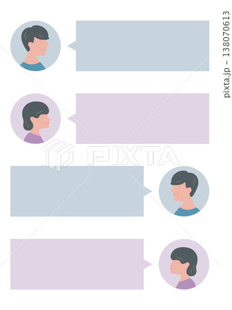 高齢夫婦の会話の吹き出しベクターイラスト素材(アイコン)	 138070613