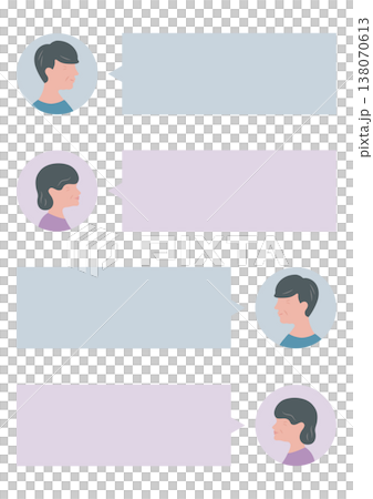 高齢夫婦の会話の吹き出しベクターイラスト素材(アイコン)	 138070613