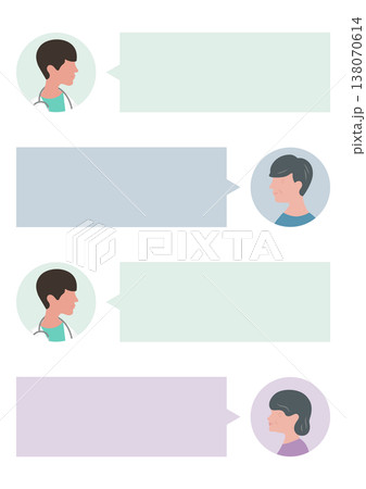 高齢夫婦と医師の会話の吹き出しベクターイラスト素材 138070614