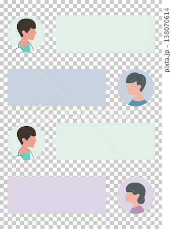 高齢夫婦と医師の会話の吹き出しベクターイラスト素材 138070614