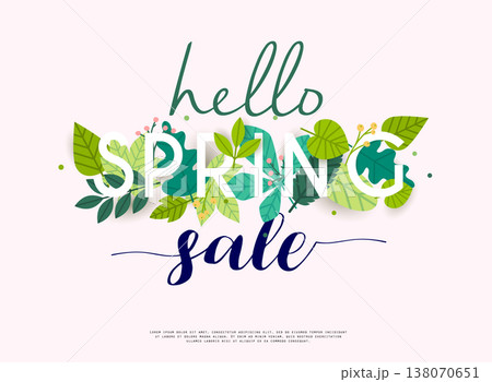Sale Banner with flowers, Poster, Flyer. Vector illustration. 138070651