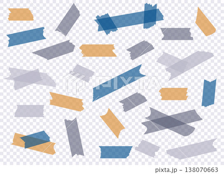 Adhesive tape. et of accept or yes, cross and different size adhesive tape pieces. 138070663