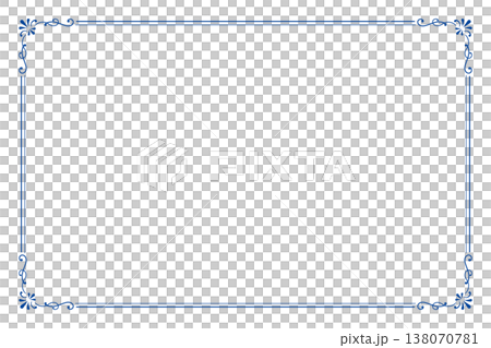 European vintage frame background material A single blue antique frame placed on a white background 138070781