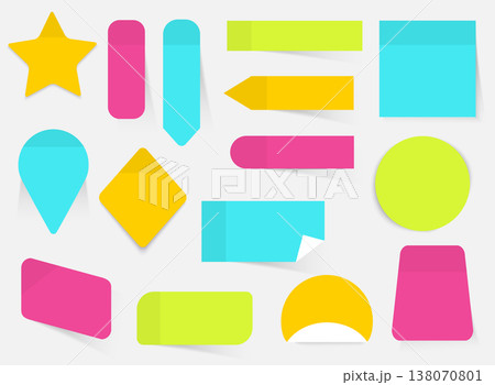 Illustration of a colored set of sticky notes. Flat design modern vector business concept. Illustration of a colored set of sticky notes. Flat design modern vector business concept. 138070801