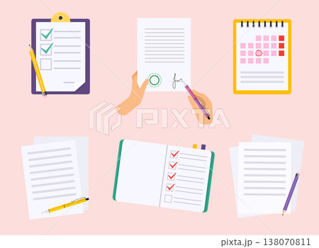 Office checks forms, priority list checks, check mark list and checking paper to do checklists. Office checks forms, priority list checks, check mark list and checking paper to do checklists. 138070811