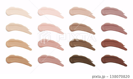 Liquid foundation smudges range of colors. Realistic vector illustration. 138070820