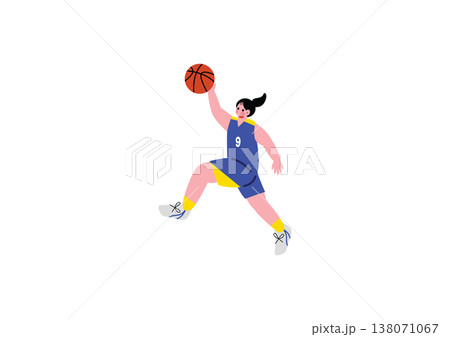 シュートする女子バスケットボール選手のイラスト シュートする女子バスケットボール選手のイラスト 138071067