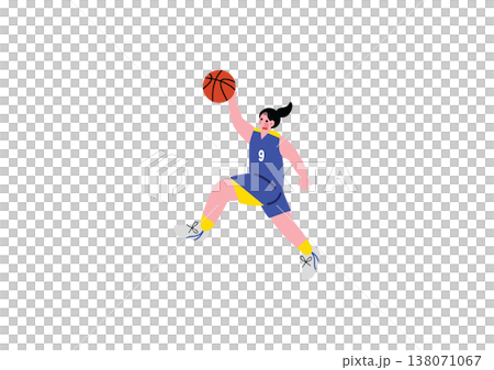 シュートする女子バスケットボール選手のイラスト シュートする女子バスケットボール選手のイラスト 138071067