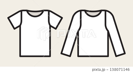 T-shirt and long sleeve t-shirt template. Blank white t shirt and long sleeve outline t shirt design. T-shirt and long sleeve t-shirt template. Blank white t shirt and long sleeve outline t shirt design. 138071146