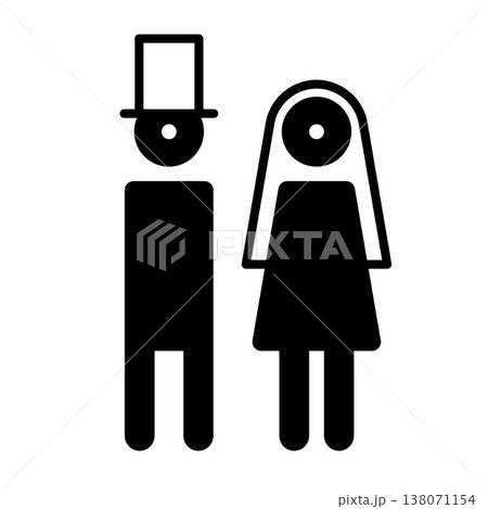 Marriage sign. Wedding symbol. Illustration of bride and groom. 138071154