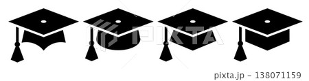 Graduation cap icon set. Mortar board or college graduation hat collection signs. Graduation cap icon set. Mortar board or college graduation hat collection signs. 138071159