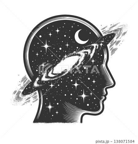 Human Mind Filled with Galaxy and Stars raster 138071584