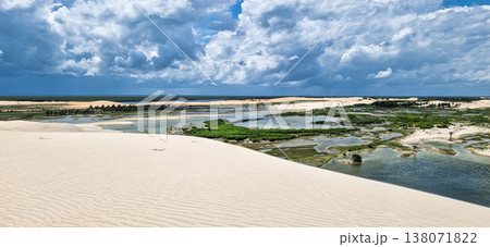 Buggy tour in the lagoon on the Funil Dune, Tatajuba Beach at Camocim, Jericoacoara, Ceara in Brazil 138071822