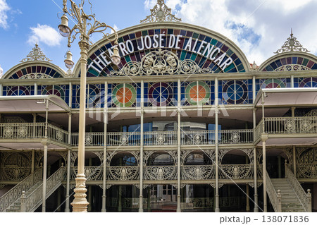 Jose de Alencar Theater featuring its stunning stained glass windows in Fortaleza, Ceara, Brazil. 138071836