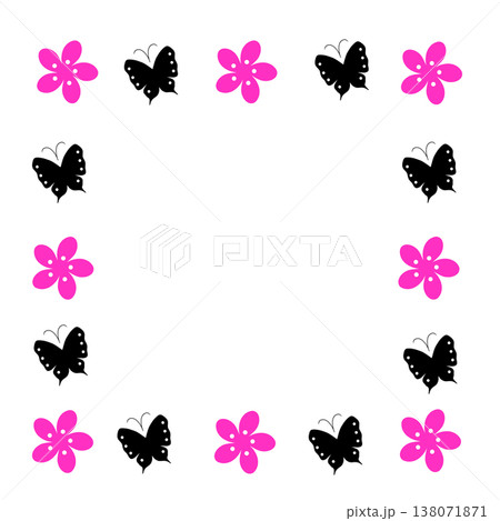 蝶と花の囲み枠 138071871