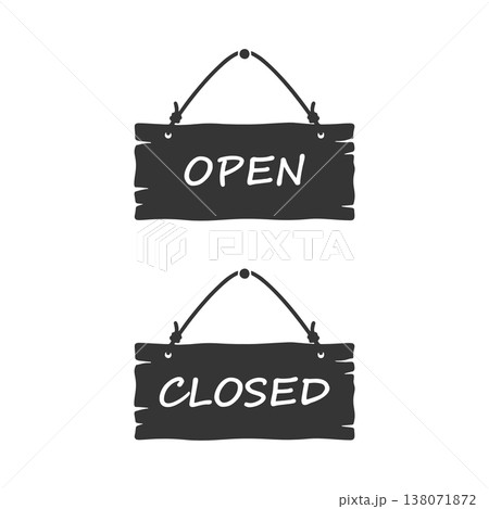 OPEN/CLOSEDのドアプレート　シルエットアイコン 138071872