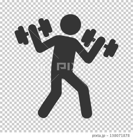 Silhouette icon of a person exercising with dumbbells 138071878