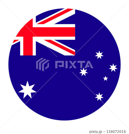 Circular vector illustration of the Australian flag, isolated on white background. Circular vector illustration of the Australian flag, isolated on white background. 138072018