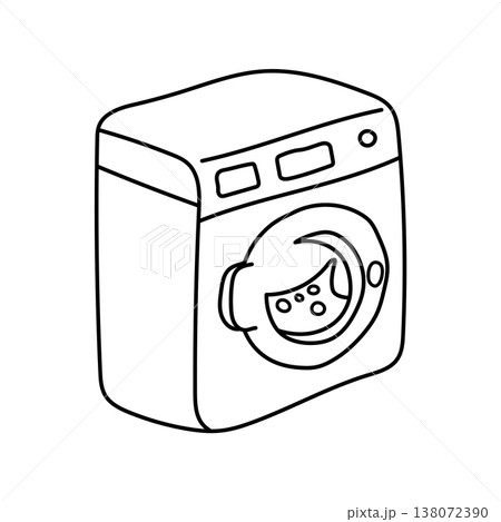 Washing machine appliance doodle vector coloring page line art outline drawing Washing machine appliance doodle vector coloring page line art outline drawing 138072390
