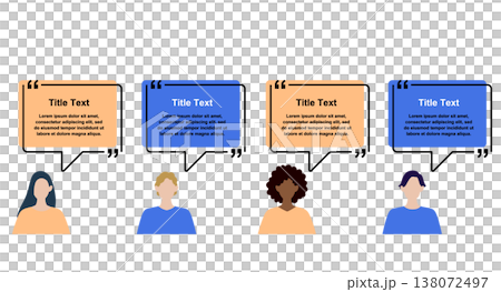 吹き出しと男女の人物、サンプルテキスト 138072497