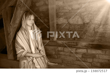 Young girl in retro shawl Young girl in retro shawl 138072517