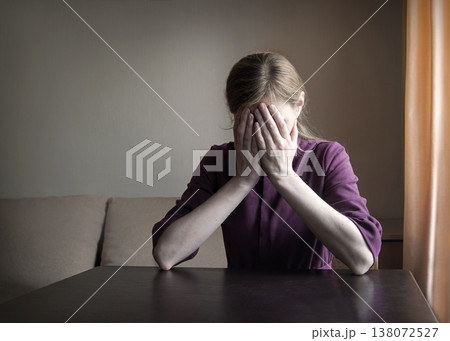 Sad girl praying to God 138072527