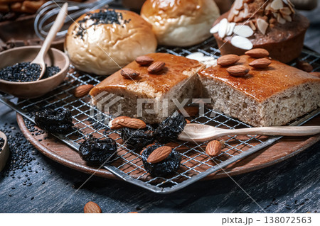 Assorted bakery on wire rack Assorted bakery on wire rack 138072563