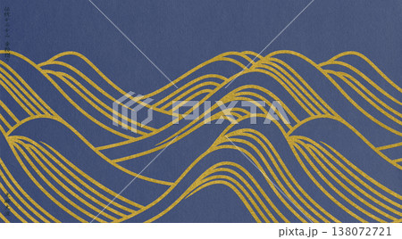 江戸時代からの伝統模様「光琳大波」の金粉摺り唐紙 138072721