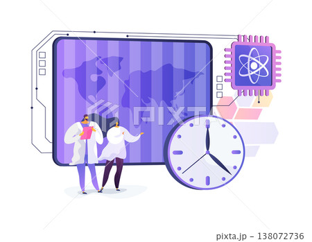 Quantum Clock Synchronization abstract concept vector illustration. Quantum Clock Synchronization abstract concept vector illustration. 138072736