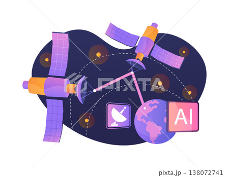Satellite Quantum Backbone abstract concept vector illustration. 138072741