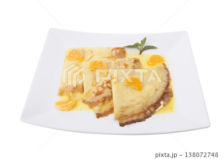 Crepes suzette - pancakes with orange sauce. 138072748