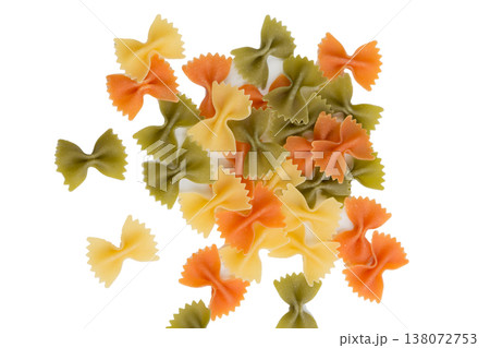 Heap of Tri Color Bow Tie Pasta. 138072753