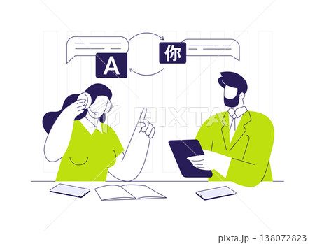 Translation service isolated cartoon vector illustrations. Translation service isolated cartoon vector illustrations. 138072823