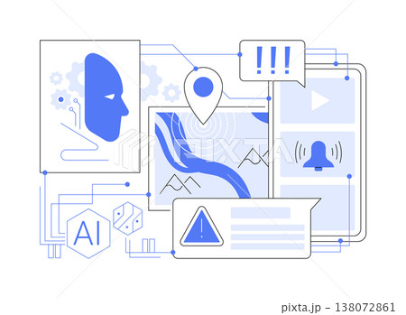 AI-Intelligent Social Media Distress Signal Filtering abstract concept vector illustration. 138072861