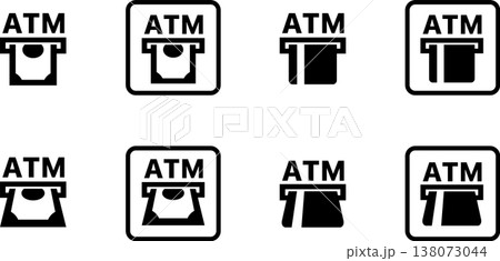 銀行ATM、クレカ、キャッシュカード、現金のアイコン 銀行ATM、クレカ、キャッシュカード、現金のアイコン 138073044