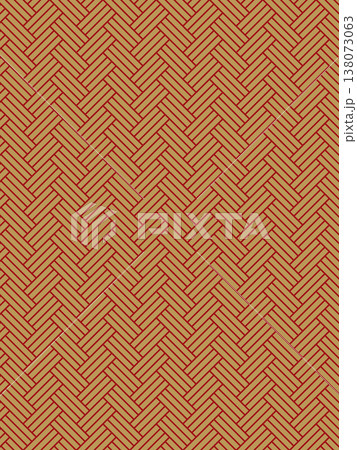 臙脂色と偽金の檜垣文様の背景 138073063