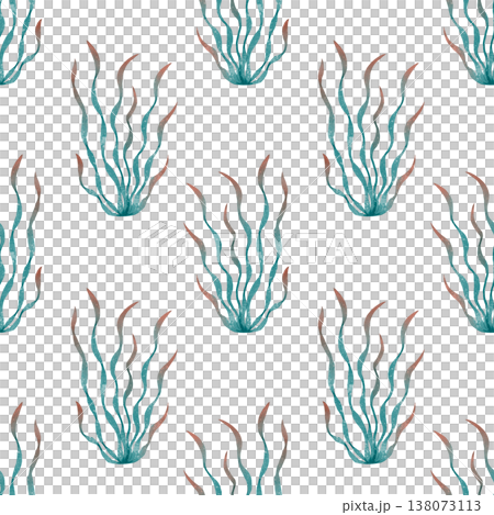 Seaweed watercolor seamless pattern 138073113