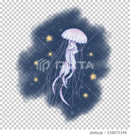 Jellyfish stars watercolor illustration 138073148
