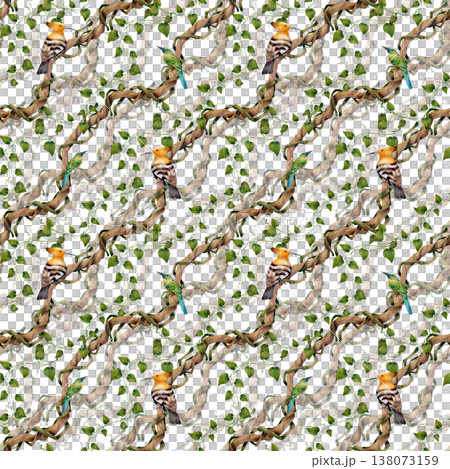 Tropical Birds Vine Seamless Pattern 138073159
