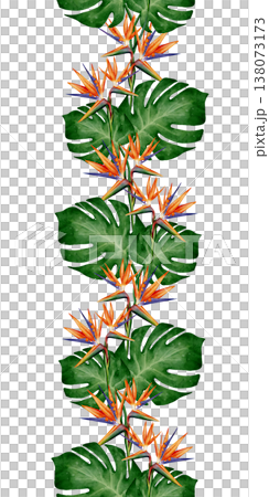 Tropical Monstera Strelitzia Vertical Border Tropical Monstera Strelitzia Vertical Border 138073173