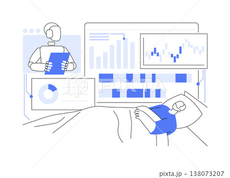 AI-Automated Sleep Pattern Analysis abstract concept vector illustration. 138073207