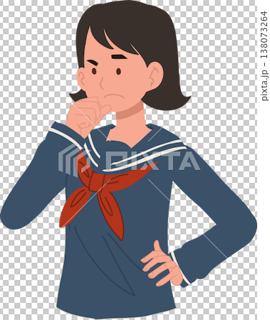 thinking girl student confused expression hand on chin cartoon illustration decision doubt concept school character thinking girl student confused expression hand on chin cartoon illustration decision doubt concept school character 138073264