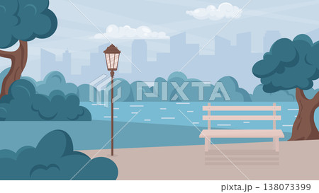 urban park with pond 138073399