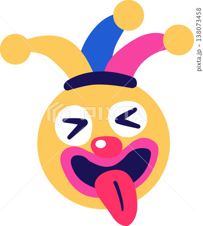 Funny jester emoticon emoji face with Playful Expression for April Fool's Day 138073458