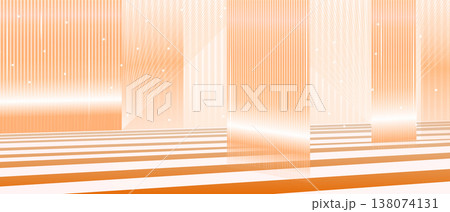 Modern 3D Orange Geometric Backdrop with Vertical Pillars and Stripes Modern 3D Orange Geometric Backdrop with Vertical Pillars and Stripes 138074131