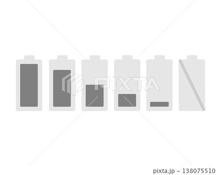 電池残量のイラストセット（モノクロ） 138075510