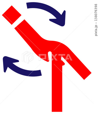 Red Hand and Blue Arrows Indicate Rotation and Movement with Motion Graphic Red Hand and Blue Arrows Indicate Rotation and Movement with Motion Graphic 138076398